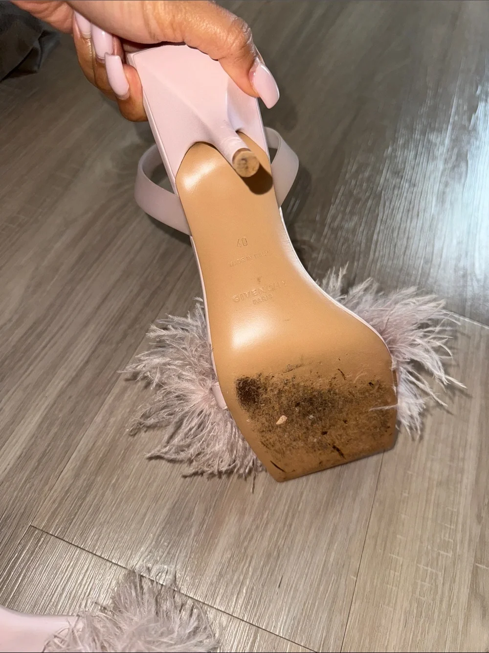 Givenchy mauve Feather Strap Square-Toe Heels